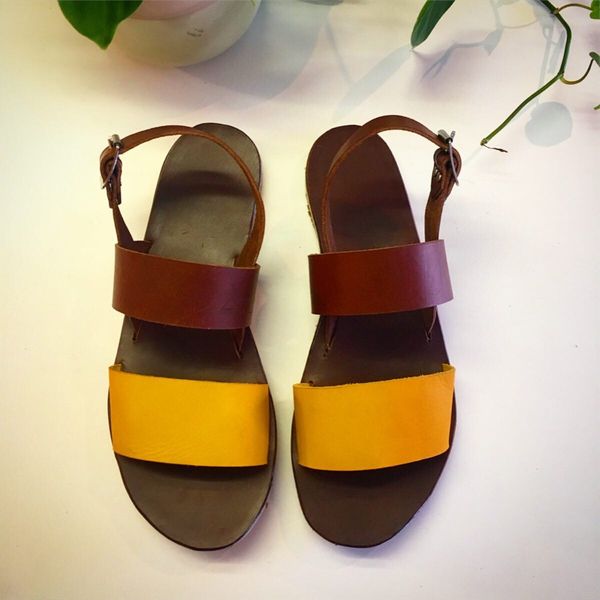 Brown and mustard classic sandals