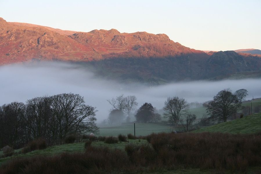 A cloud inversion looking from the farm over the nearby fell, Kentmere