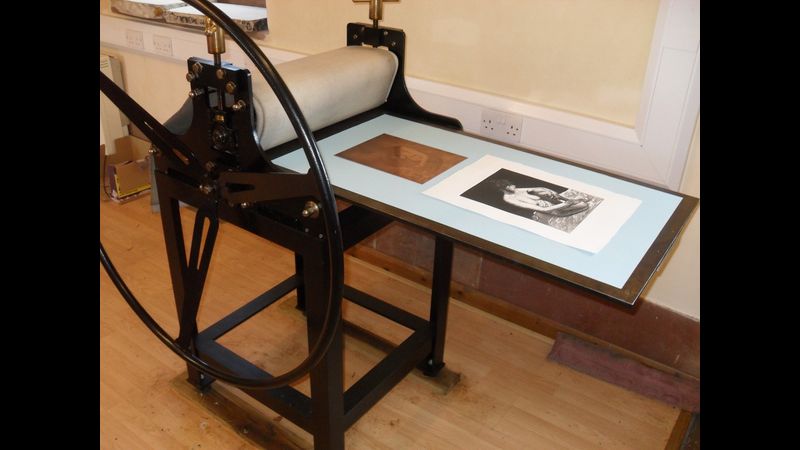 Etch press with print and copper plate