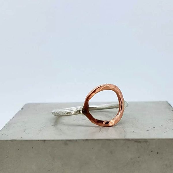 silver and copper ring made by a student