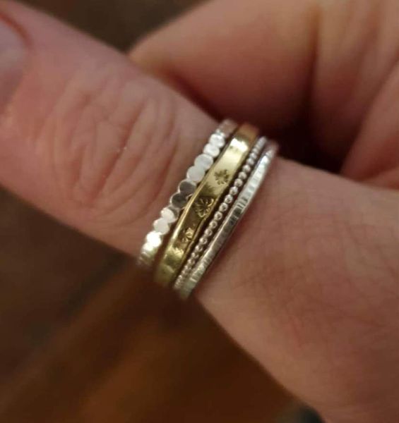 set of stacking rings made by a student, silver and brass was used here