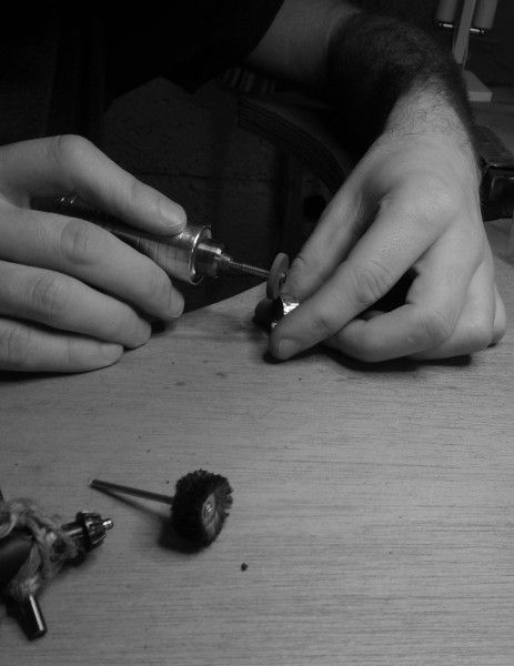 Polishing in progress at the Rose Wood jewellery Silver Ring Making Workshop