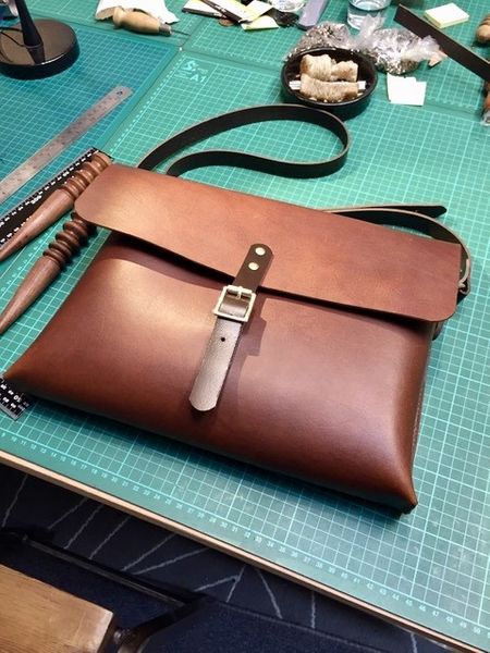 Top grain vegetable tanned leather