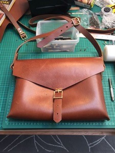 Vegetable tanned leather.