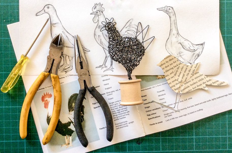 Create Tiny Wire Bird Sculptures at The Slipper Studio.
