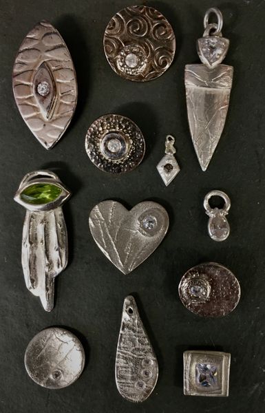 Silver Clay Stone Setting Examples 