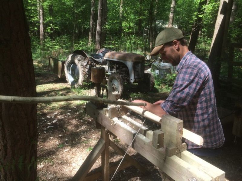 Pole lathe turning Sussex green woodworking 