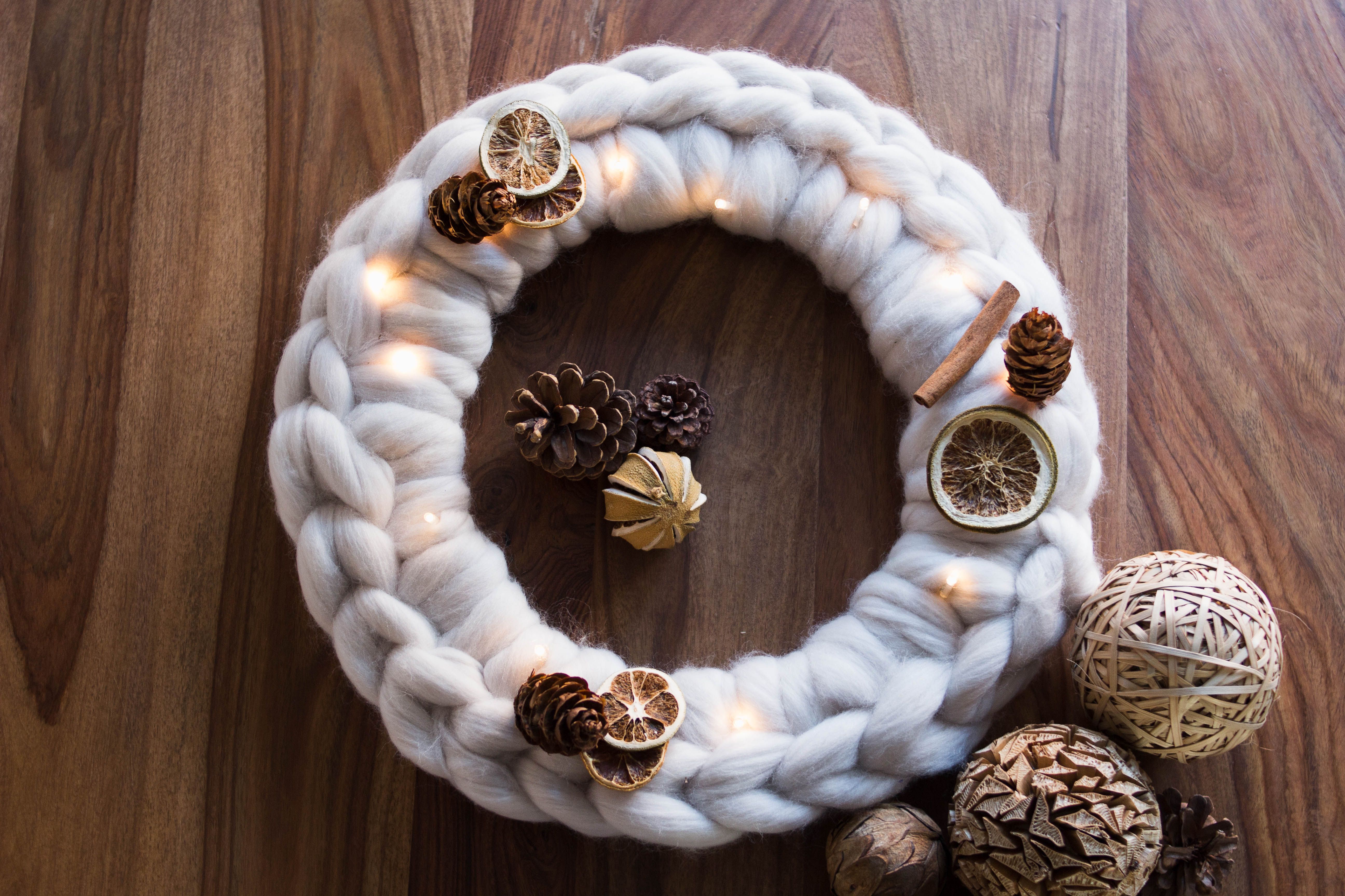 Blue 2024 Chunky Yarn Wreath