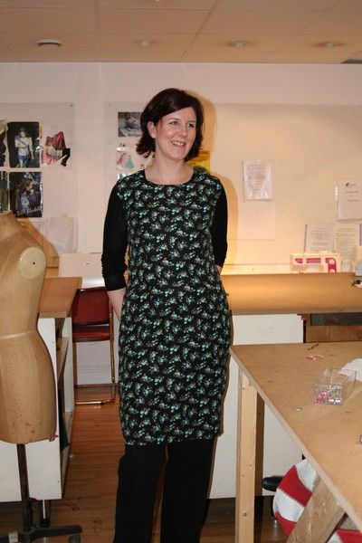 My lovely student Mandy, wearing the shift dress she just made for herself. Well done, Mandy!