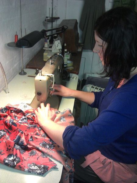 My lovely student Mandy at the industrial sewing machine.