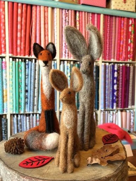 Needle Felted Hares and Foxes