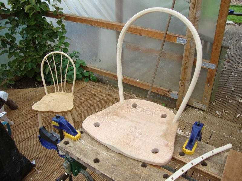 Steam bent hoop for a childs windsor style chair