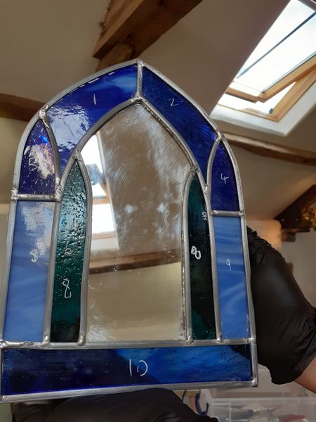 Stained Glass Mirror at Quirky Workshops in Greystoke nr the Lake District
