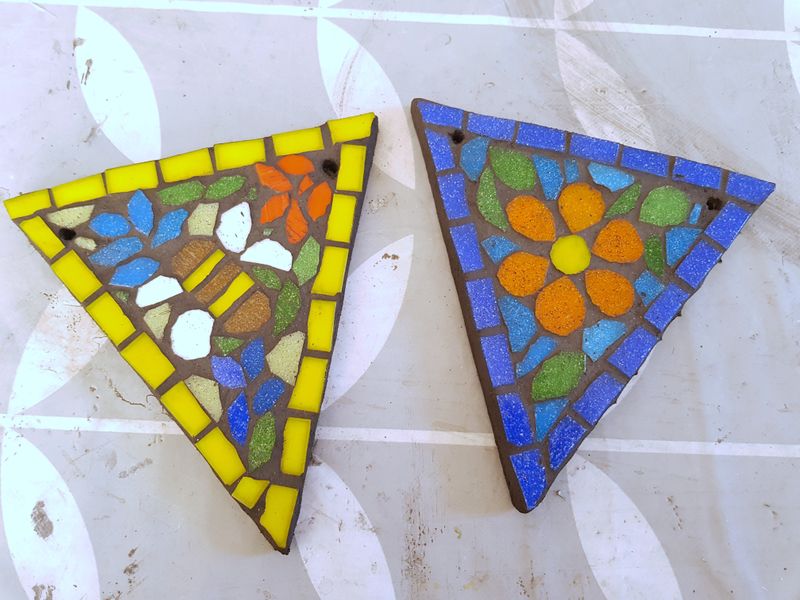 Students bunting after grouting
