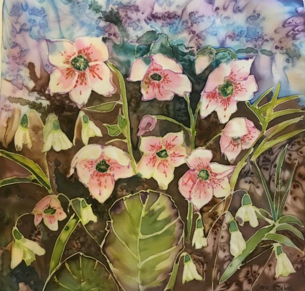Jane’s finished project Hellebores and snowdrops