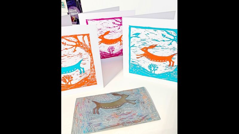 Lino printed Easter cards