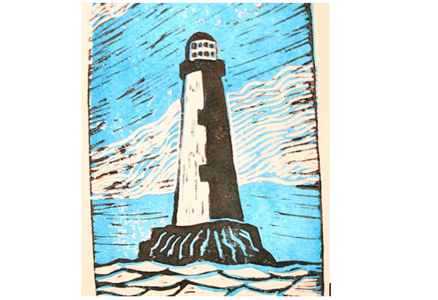 lighthouse lino print