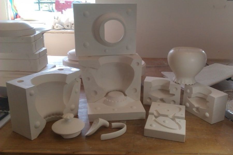 Collection of Moulds Ready for Slip Casting