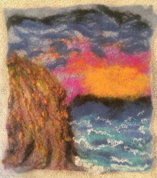 Inspired by seascapes, Emma C's first felt!