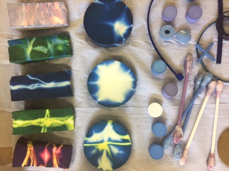 Student dyed sponges and materials