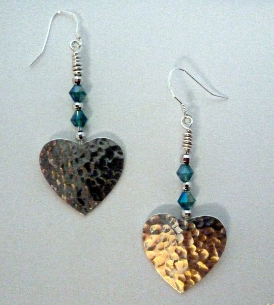 Silver heart earrings by Dawn Hesford