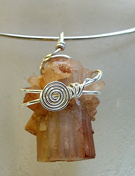 Silver wire wrapped crystal by Rachel Harvey