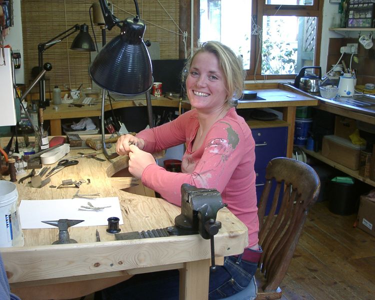 Student Kate Simmonds at the workbench