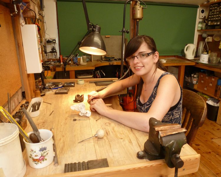 Student Kate Hurdley at the workbench