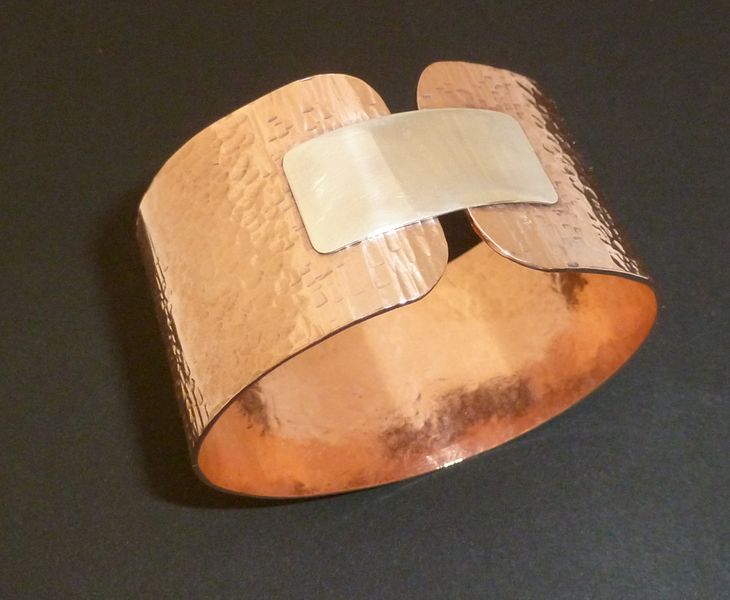 Copper and silver cuff bracelet by Ann Matthews