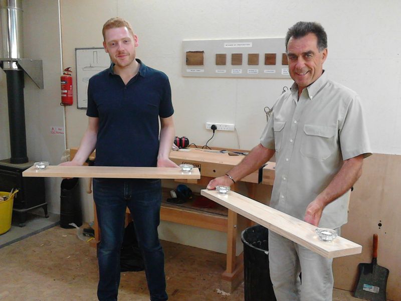 Jamie and Derek with their finished shelves