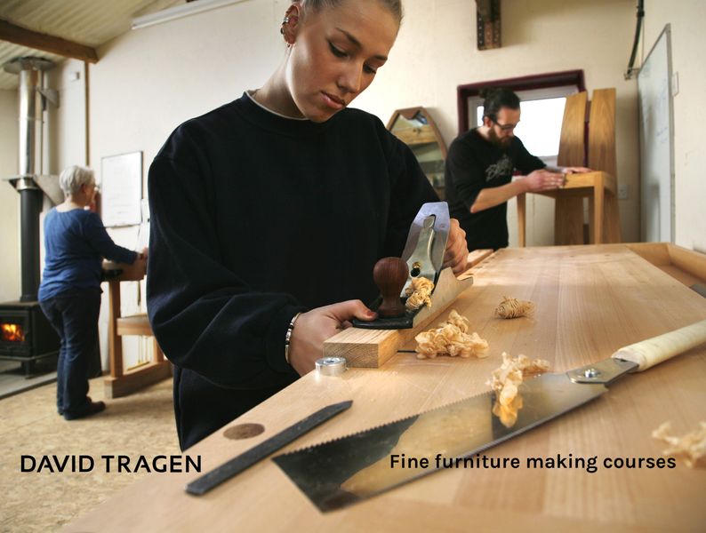 Students working on separate fine furniture making projects