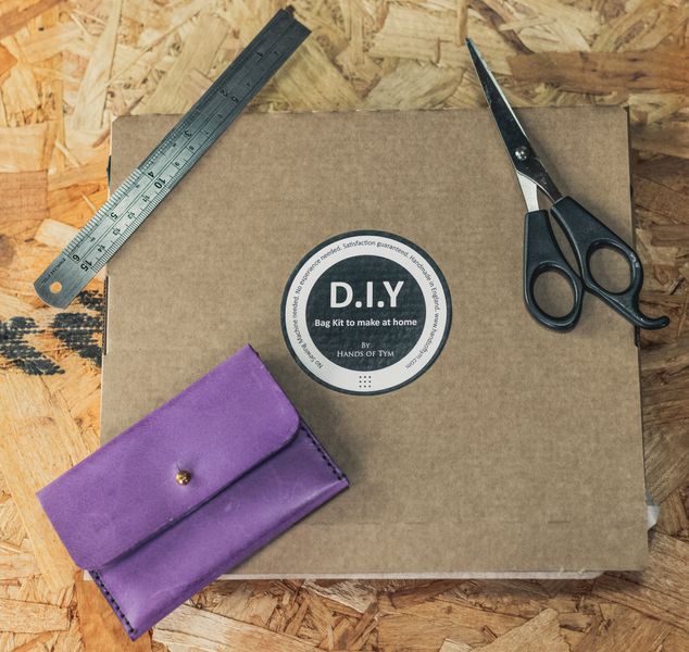 DIY Purse kit in purple vegetable tanned leather
