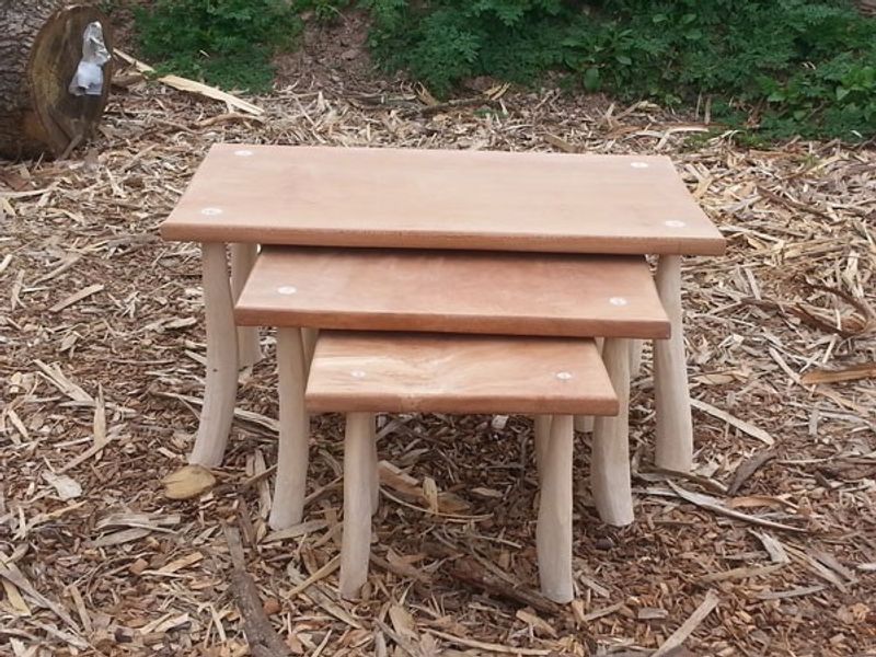 Green wood nest of tables