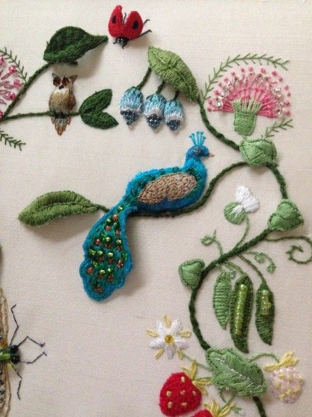 Peacock in stumpwork