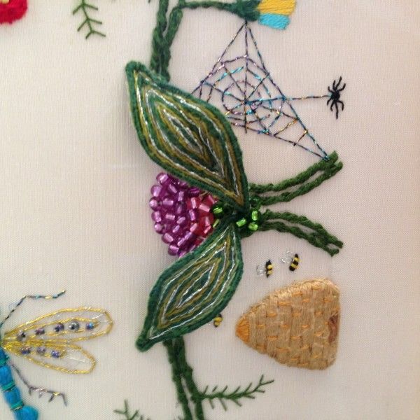 Bees and spiders in stumpwork