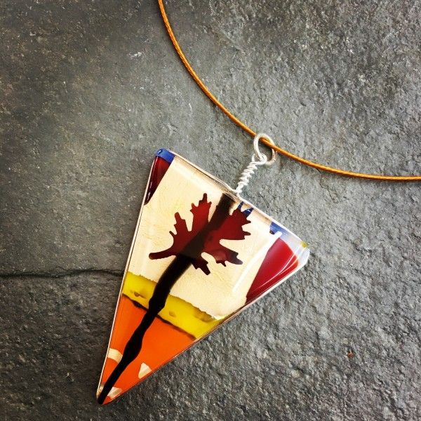 Art Deco inspired pendant Fused Glass Advanced jewellery Course at Rainbow Glass Studios N16 0JL