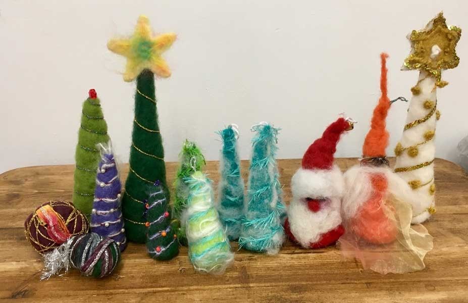 Students needle felted decorations