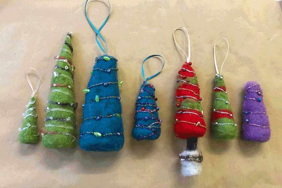 Felted trees made by students 