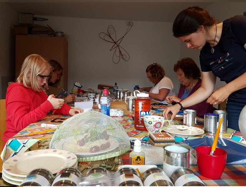 Students at work (with cake!)