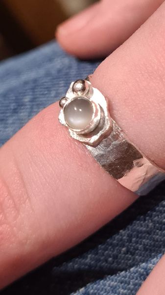 Moonstone ring with prepare bezel and granulation