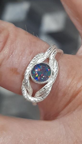 Rope based opal & silver ring