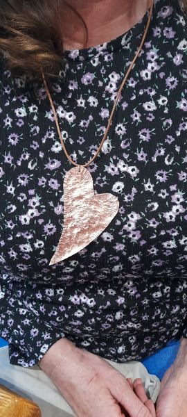 Copper statement heart necklace