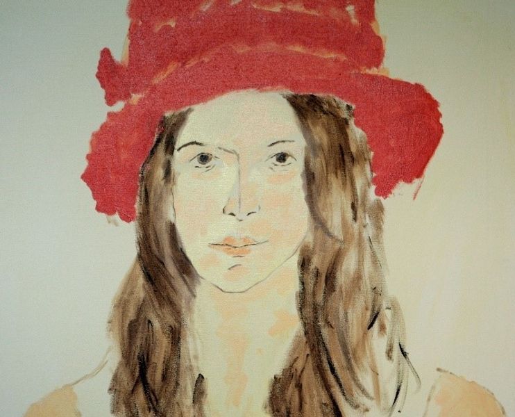 Portrait painting using coloured pencils at Flatford Mill