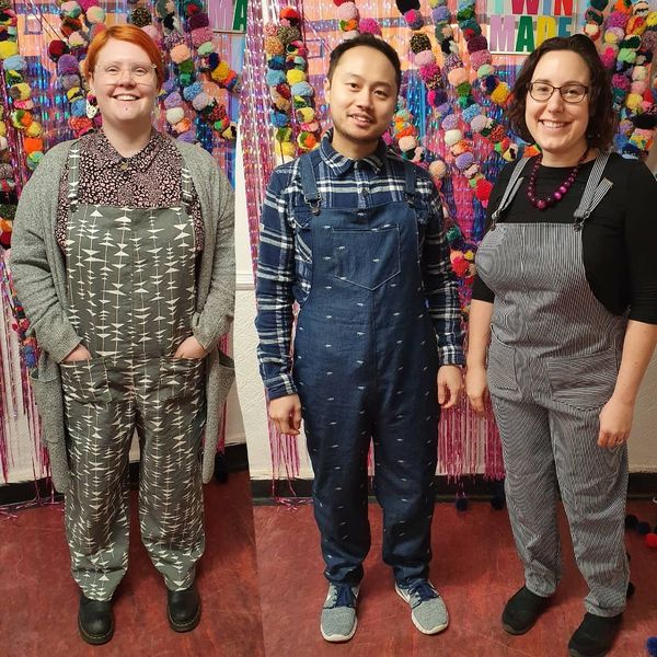 Dungaree Making Workshop with Twin Made in Cardiff - our patterns are unisex.