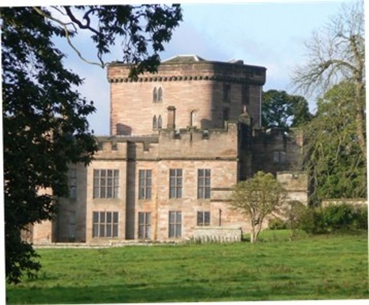 Greystoke Castle in the distance from our garden