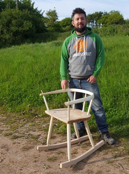 Tom's low spindle-back rocking chair, in ash and London plane.