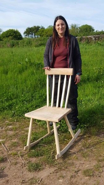 Cris with square spindle back rocker
