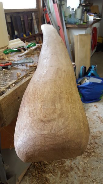 Sculpted back rest in Devon brown oak.