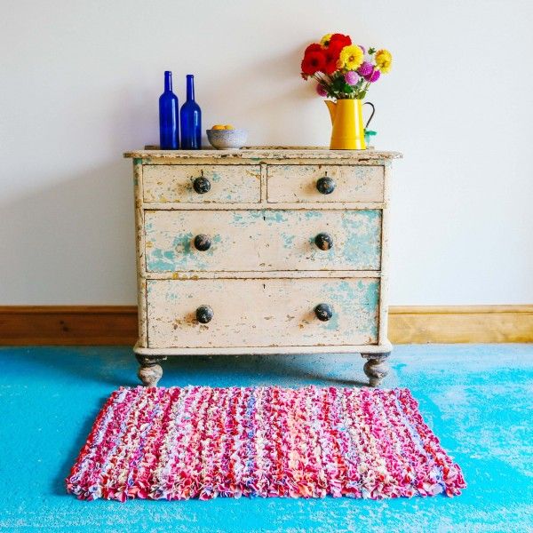 Pink Striped Rag Rug