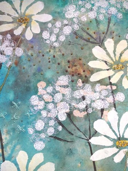 Paint Print and Stitch with Kay Leech,   a Quirky Workshop at Greystoke Craft Garden, Lake District, Cumbria 